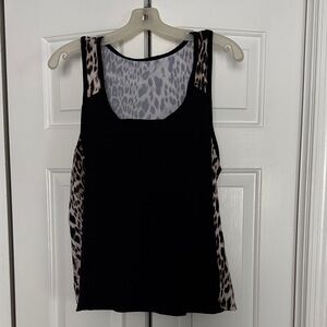 Bobbie Tennis Black tank with leopard accents! Adorable